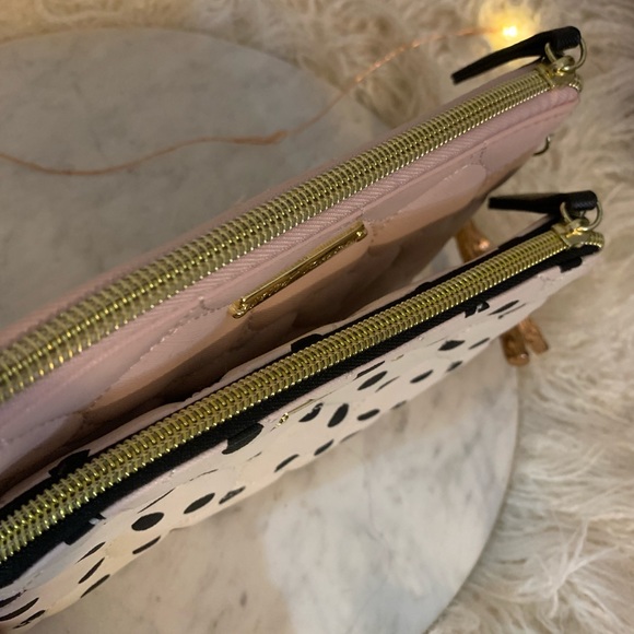 Betsey Johnson Flat Cosmetic Duo Heart Stitched - Picture 3 of 5